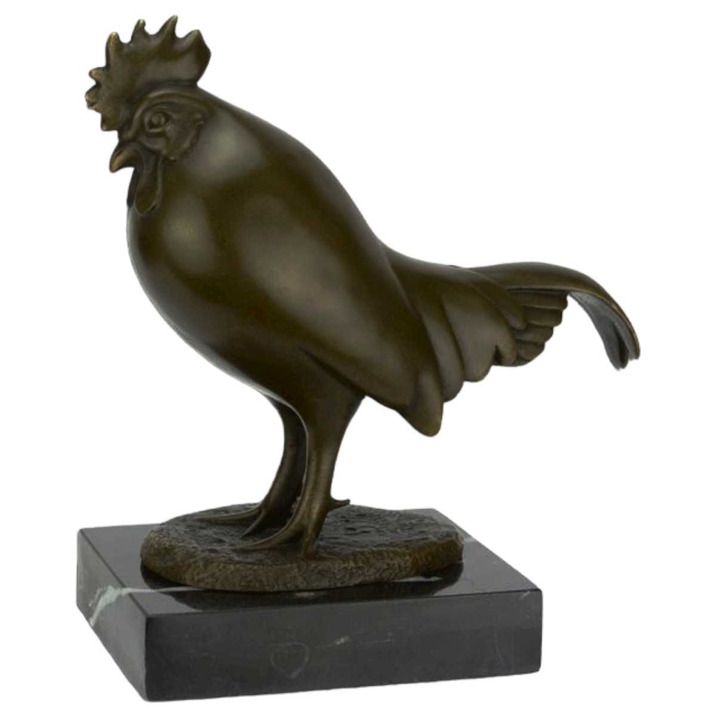 [LA-43295] Bronzeskulptur Bronzefigur Hahn