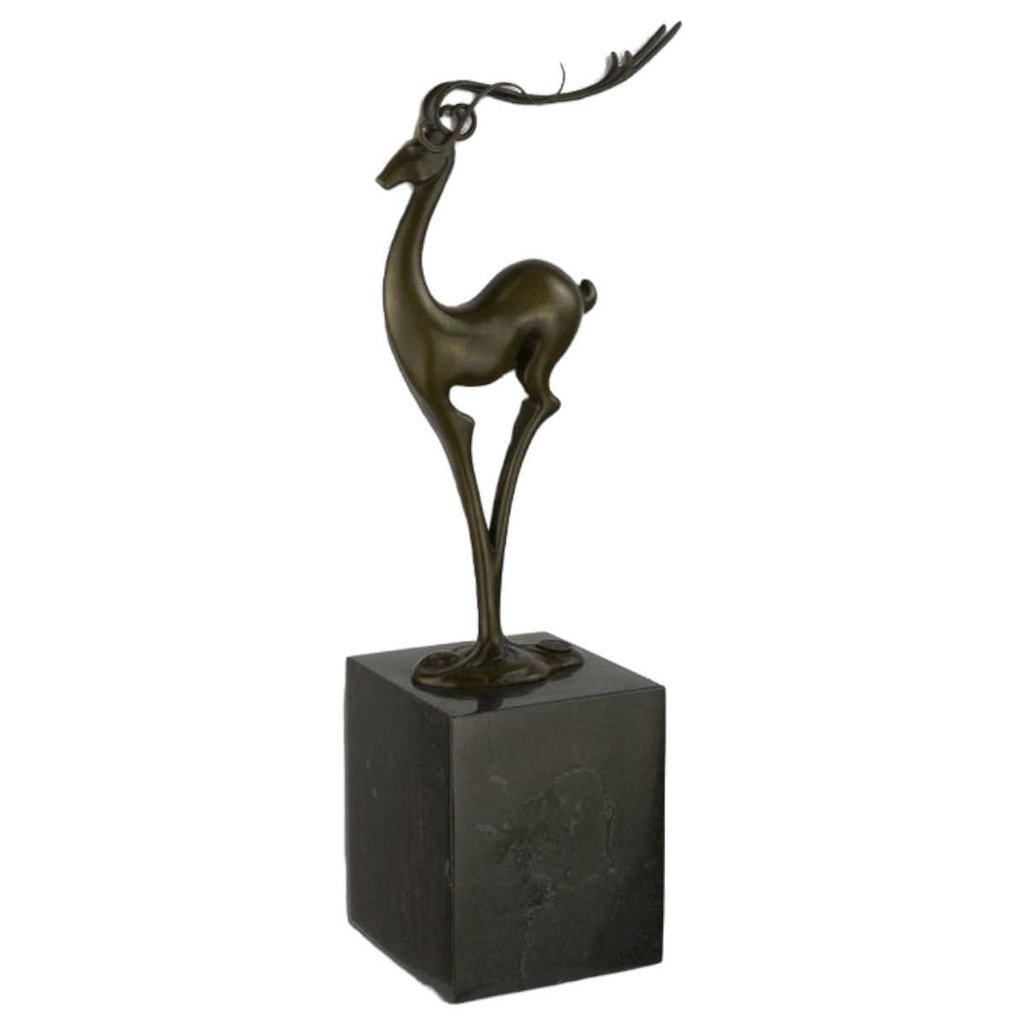 [LA-43296] Bronzeskulptur Bronzefigur Antilope Modern-Stil