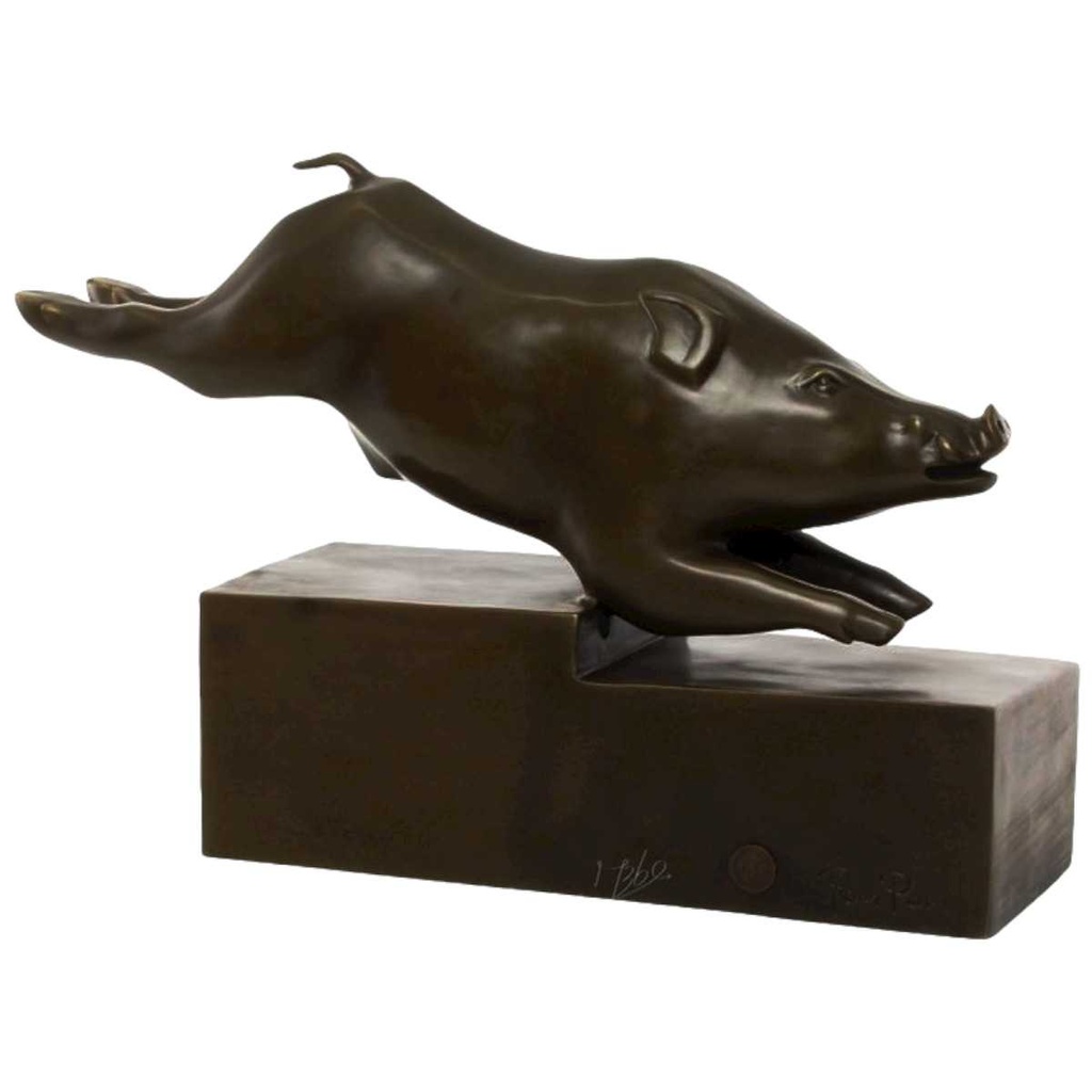[LA-43298] Bronzeskulptur Bronzefigur Eber Schwein