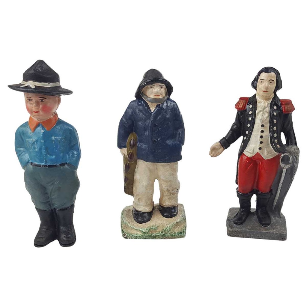 [LA-43558] Spardose Geldbank Figuren Skulpturen Gusseisen 3er Set