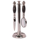 Leselupe Handlupe Vergrößerungsglas/Brieföffner auf Ständer Set vernickelt H 19 cm
