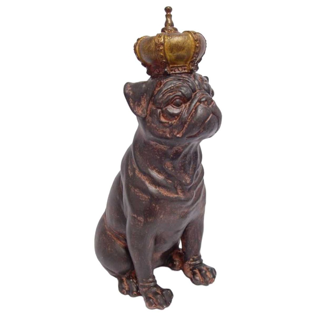 [LA-43641] Skulptur Figur Harz gekrönte Bulldogge