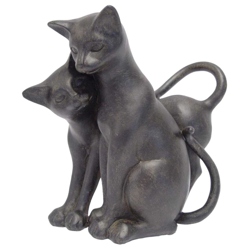 [LA-43648] Figurengruppe Kunstharz Zwei kuschelnde Katzen