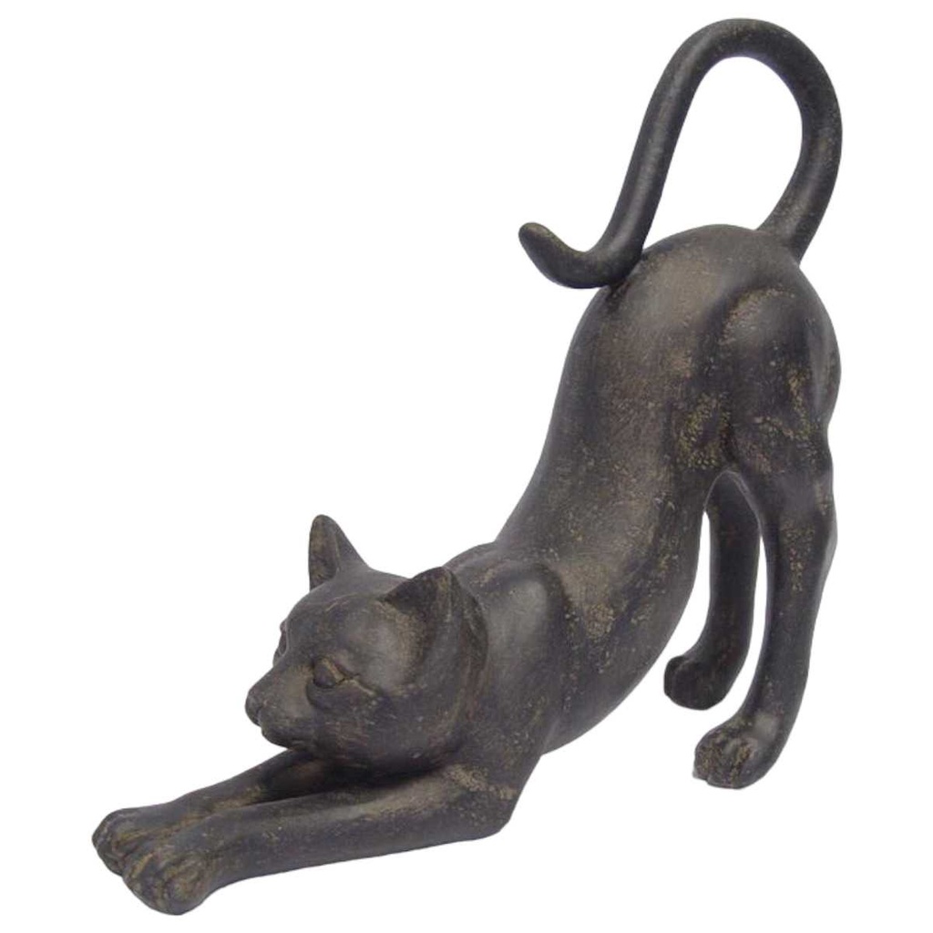 [LA-43650] Skulptur Figur Harz sich streckende Katze