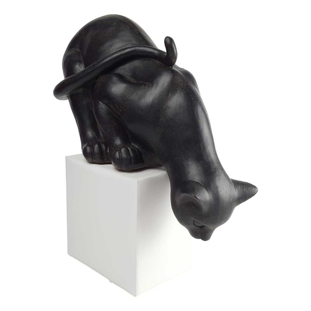 [LA-43657] Skulptur Figur Harz nach unten schauende Katze