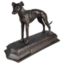 Figur Skulptur Gusseisen Bronzelook Windhund Gusseisensockel L 23,3 cm
