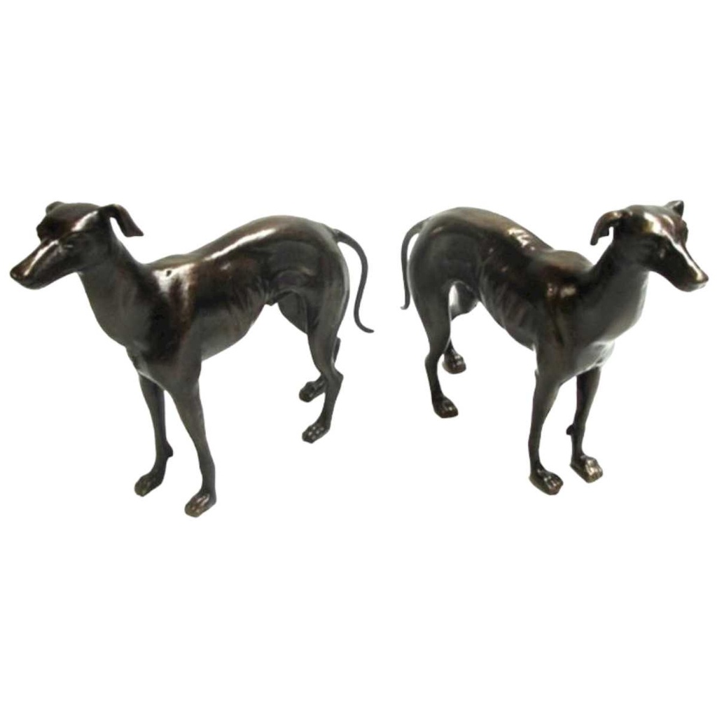 [LA-43732] Skulptur Figur Gusseisen Windhunde 2er Set
