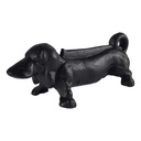 Stiefelschaber Türstopper Figur Skulptur Dackel Hund schwarz L 23,5 cm Gusseisen