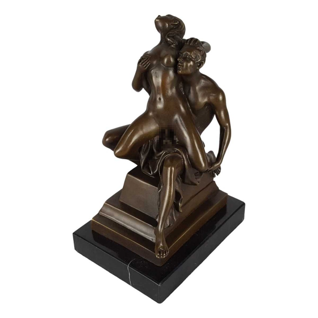 [LA-43832] Bronzeskulptur Bronzefigur Erotik Sitzende Mann und Frau