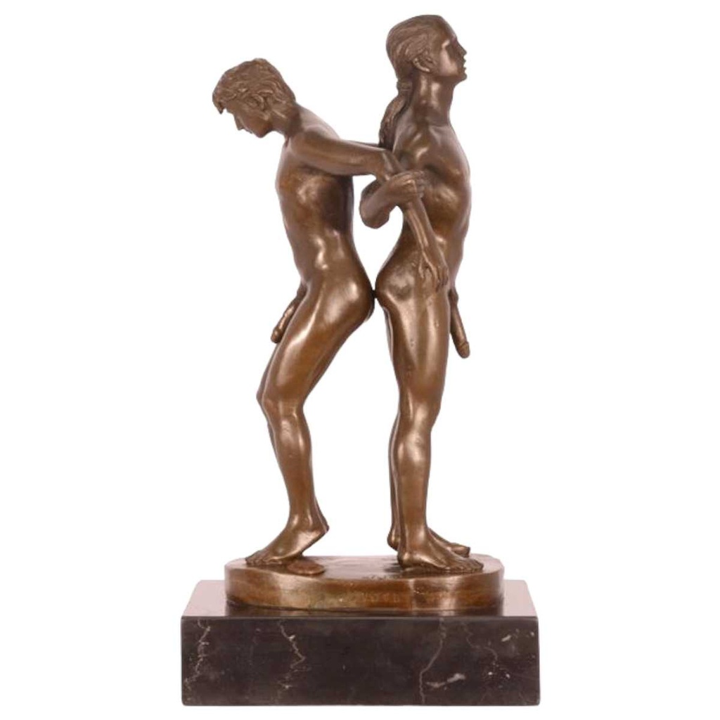 [LA-43835] Bronzeskulptur Bronzefigur Statue Erotik Liebesakt Nackte Gays Boys Jungs Männer Paar