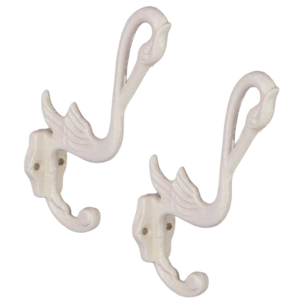 [LA-43893] Kleiderhaken Gusseisen Schwan 2er Set