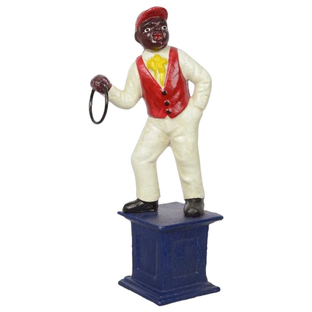 [LA-43934] Figur Skulptur Gusseisen Spannpfosten Jocko Stil zum Anhängen auf Sockel