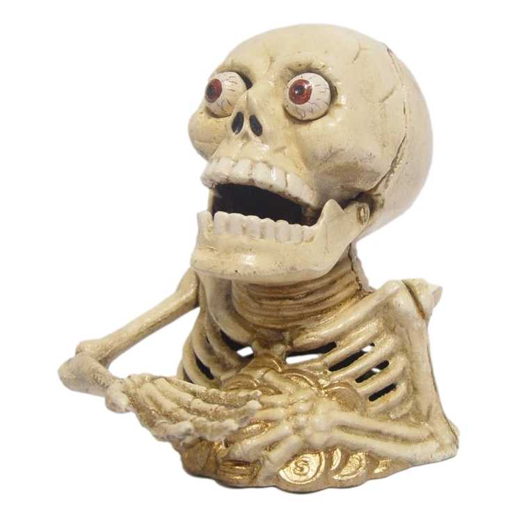 [LA-44251] Spardose Geldbank Skulptur Gusseisen Mechanisch Skelett