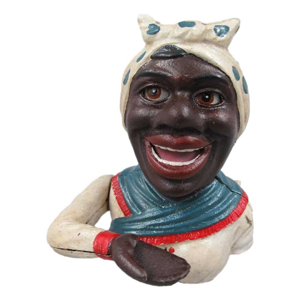 [LA-44263] Spardose Geldbank Skulptur Gusseisen Afrikanerin Girl mechanisch