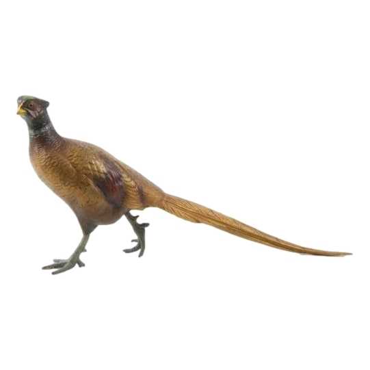 [LA-44353] Bronzeskulptur Bronzefigur Vogel Fasan Pfau Art-Deco-Stil