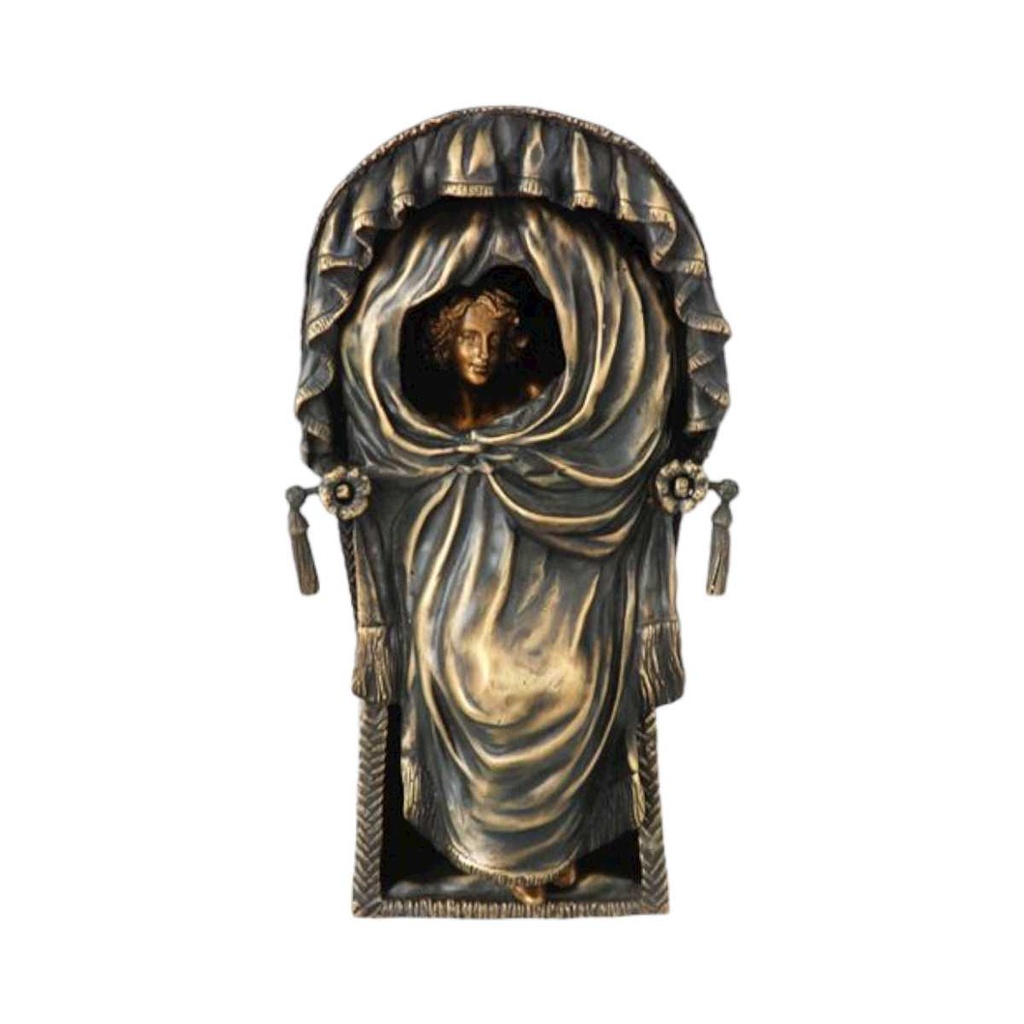 [LA-44373] Bronzeskulptur Bronzefigur Frau Akt im Strandstuhl