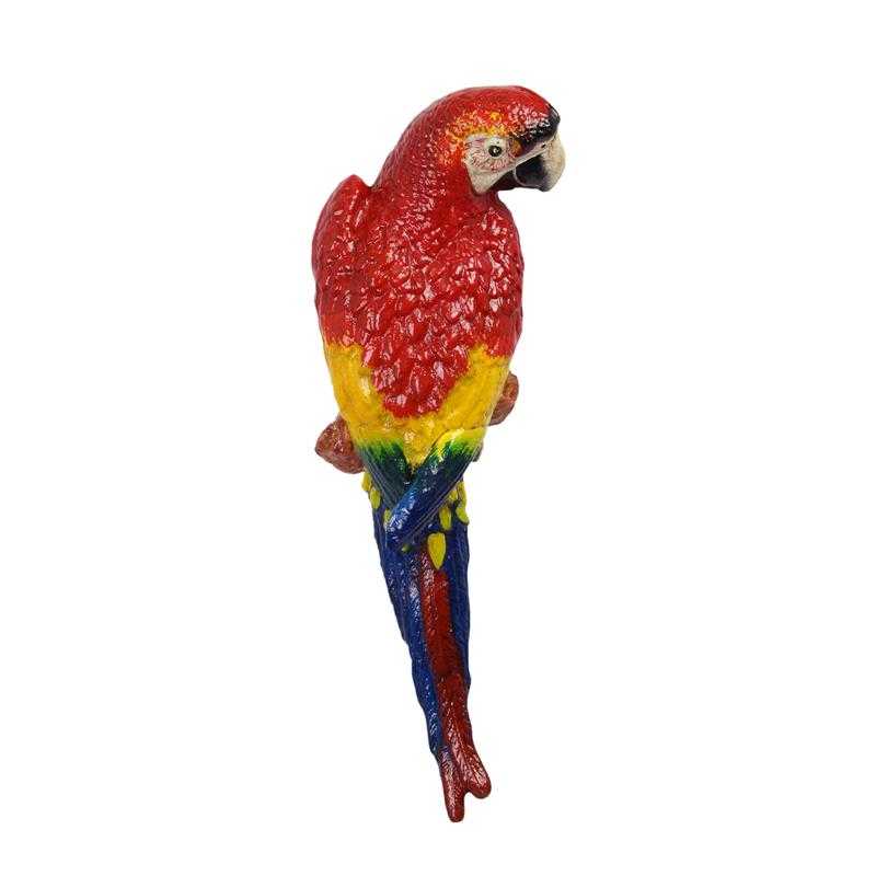 [LA-44459] Figur Skulptur Wanddekoration Wanddeko Gusseisen Rot-Gelber Ara Papagei Vogel