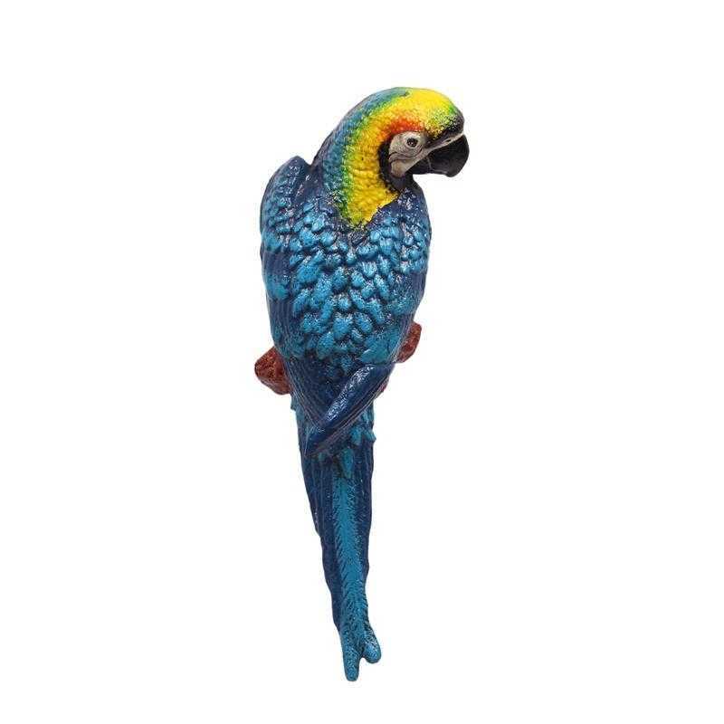 [LA-44460] Figur Skulptur Wanddeko Gusseisen Ara Blau-Gelb rechts