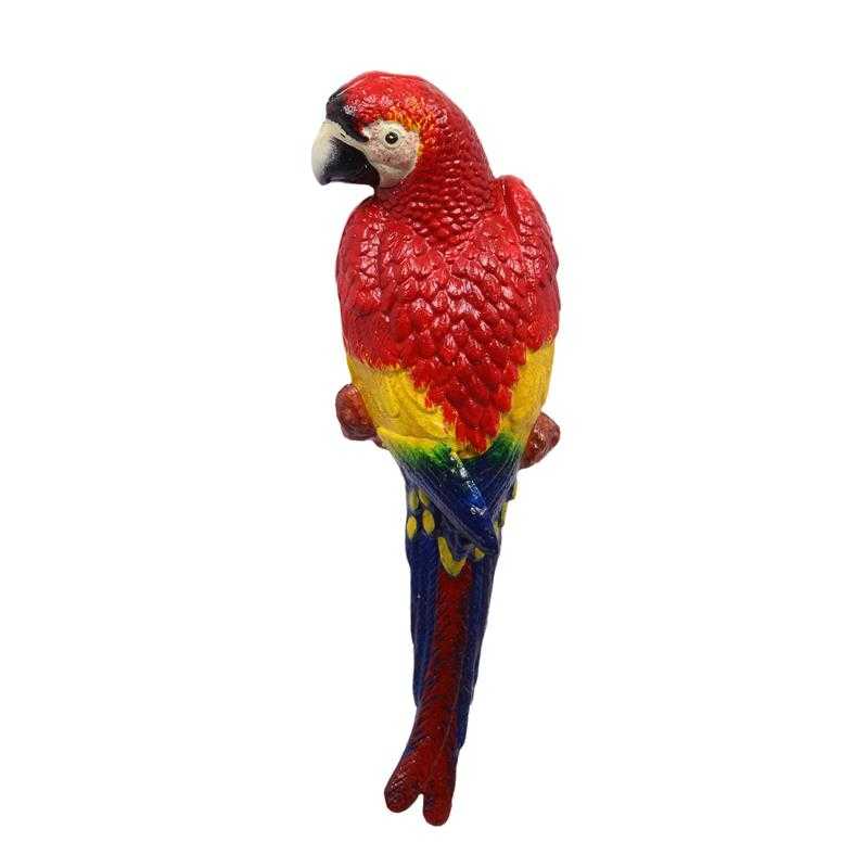 [LA-44465] Figur Skulptur Wanddeko Gusseisen Ara Rot-Gelb