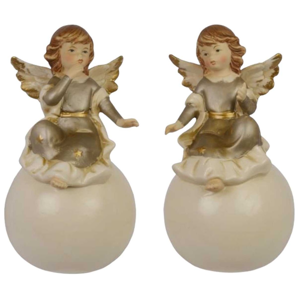 [LA-44909] Skulptur Figur Porzellan 2 Engel auf Ball sitzend