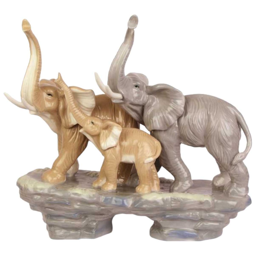 [LA-45007] Figur Skulptur Gruppe Porzellan Elefantenfamilie