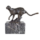 Bronzeskulptur Bronzefigur Laufender Puma Silberlöwe Raubkatze Silber