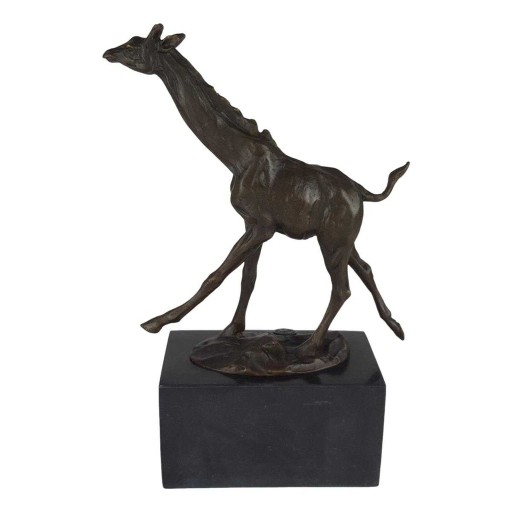 [LA-45251] Bronzeskulptur Bronzefigur Laufende Giraffe Antik-Stil