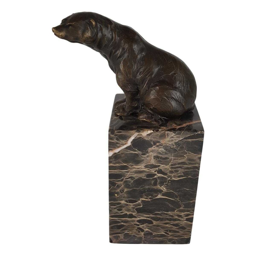 [LA-45263] Bronzeskulptur Bronzefigur Sitzender Bär