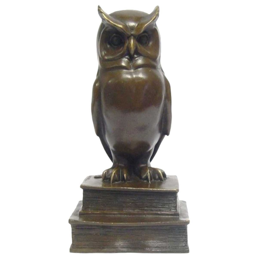 [LA-45267] Bronzeskulptur Bronzefigur Weise Eule Uhu