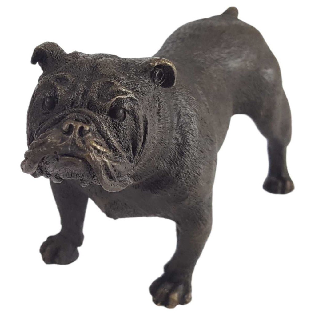 [LA-45276] Bronzeskulptur Bronzefigur Statue Hund Englische Bulldogge Modern Art-Deco