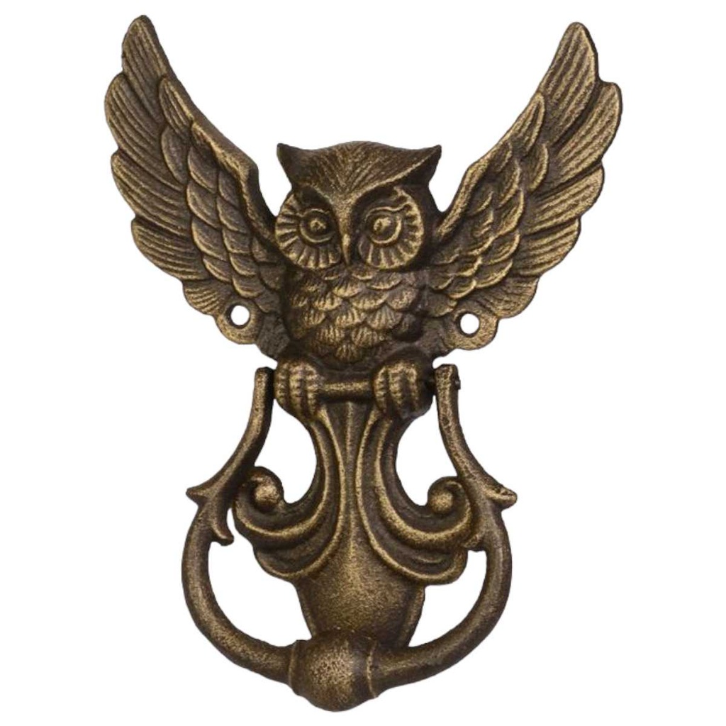 [LA-45411] Wandglocke Türglocke Türklopfer Figürchen Gusseisen Eule Uhu