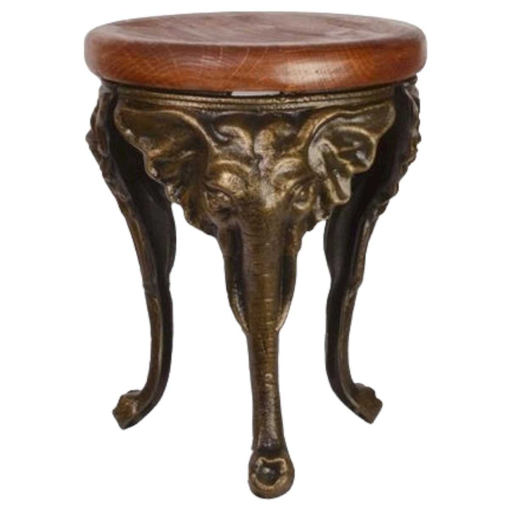 [LA-45444] Bronzeoptik Hocker Blumentisch Beistelltisch H 39,8 D 32,5 cm Gusseisen