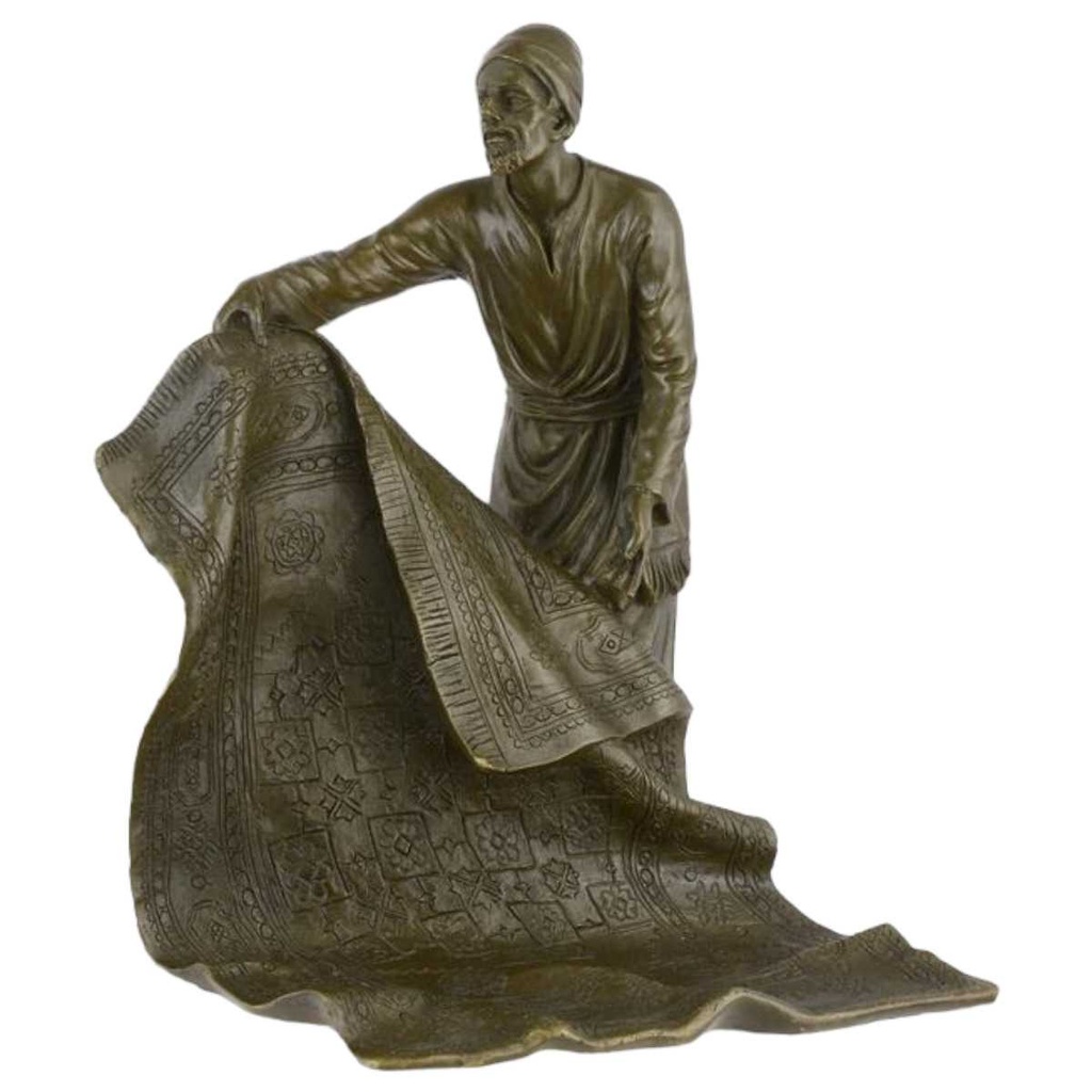 [LA-45684] Bronzeskulptur Bronzefigur Arabischer Teppichverkäufer Teppichhändler