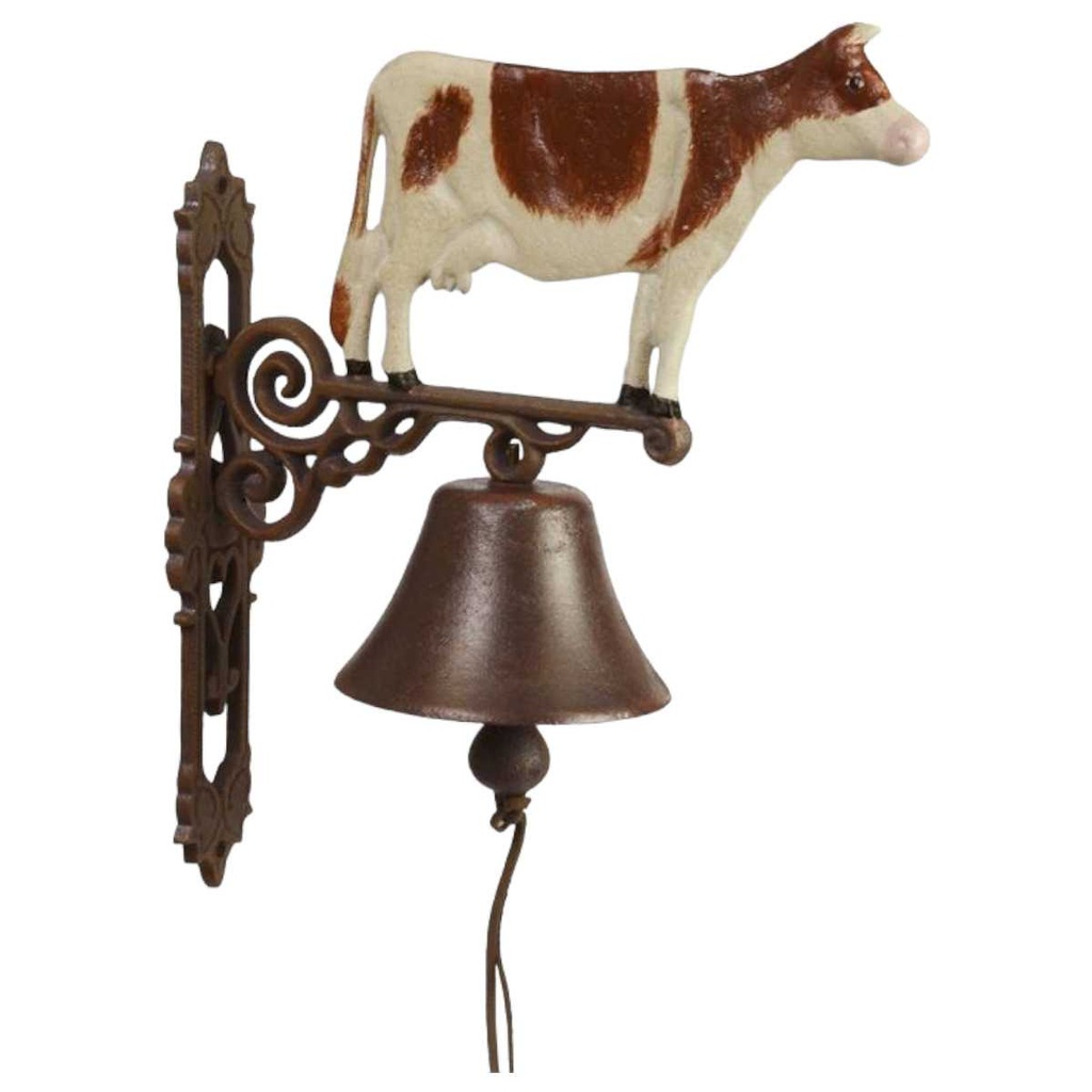 [LA-45740] Wandglocke Türglocke Türklopfer Figürchen Gusseisen Rot getupfte Kuh