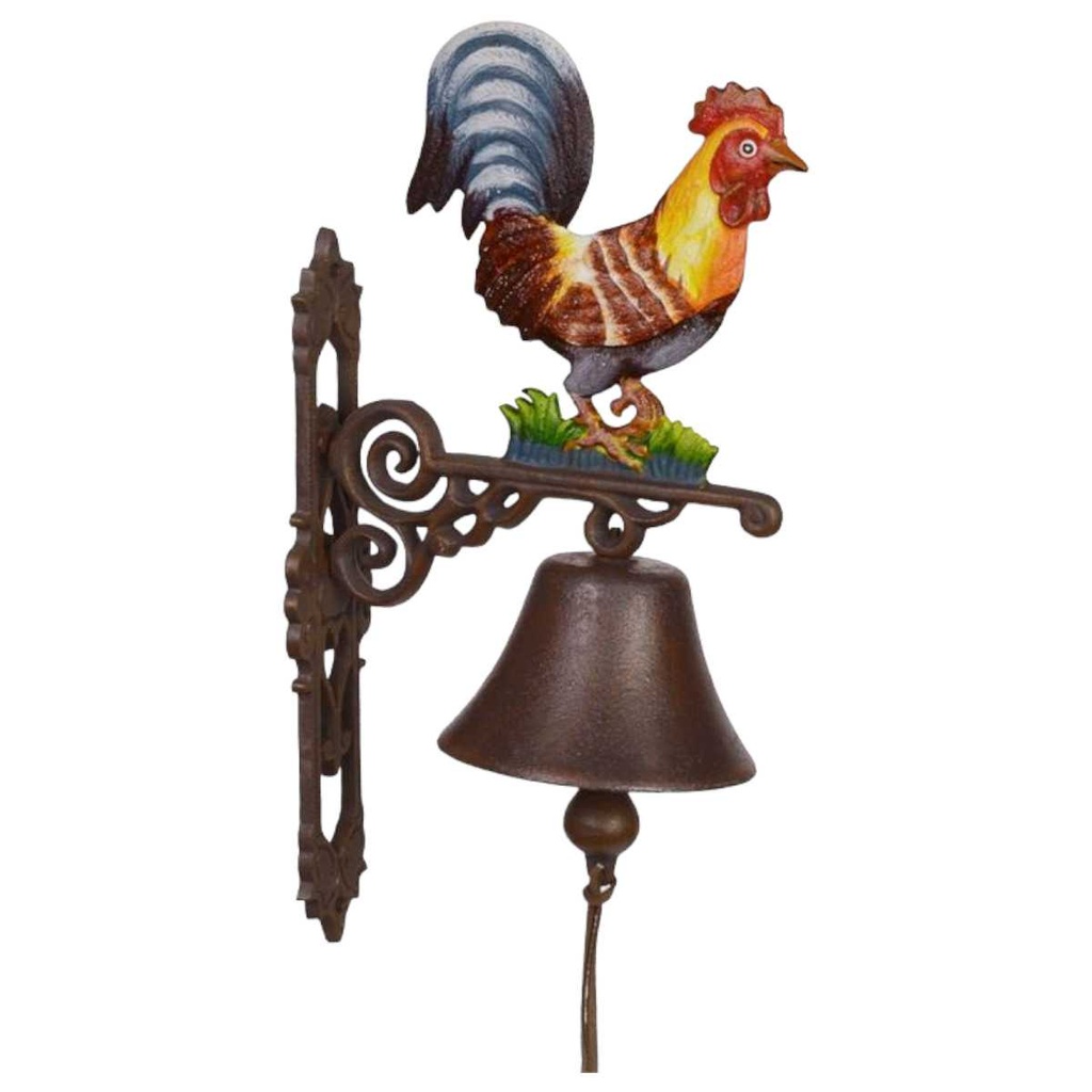 [LA-45756] Wandglocke Türglocke Türklopfer Figürchen Gusseisen Hahn L 41 cm