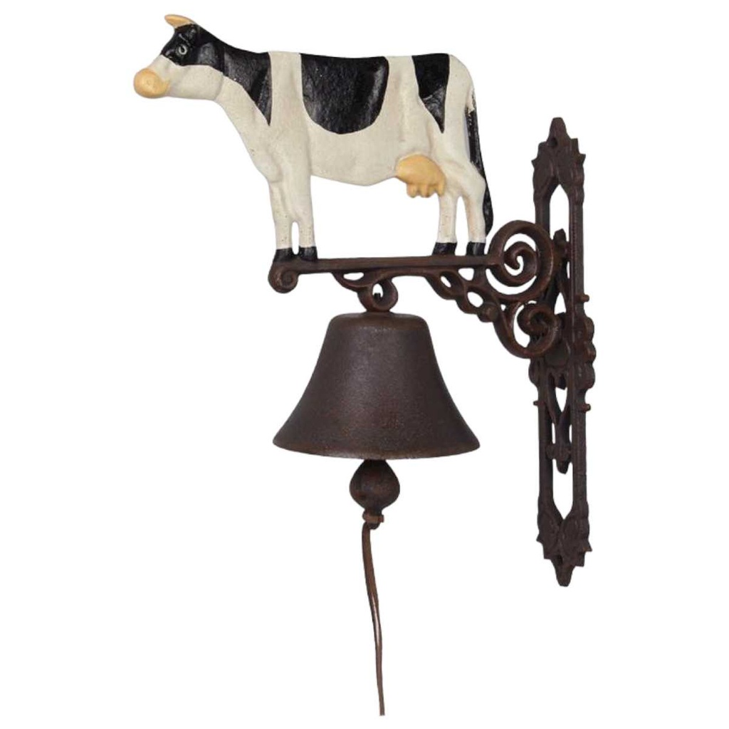 [LA-45776] Wandglocke Türglocke Türklopfer Figürchen Gusseisen Kuh Bauernhof H 30 cm
