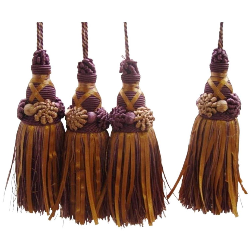 [LA-45911] Raffhalter Vorhanghalter Gardinenhalter Kordel Troddel Quaste L 16 cm 4er Set