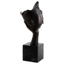 Bronzeskulptur Bronzefigur Ruhendes Gesicht auf Handfläche