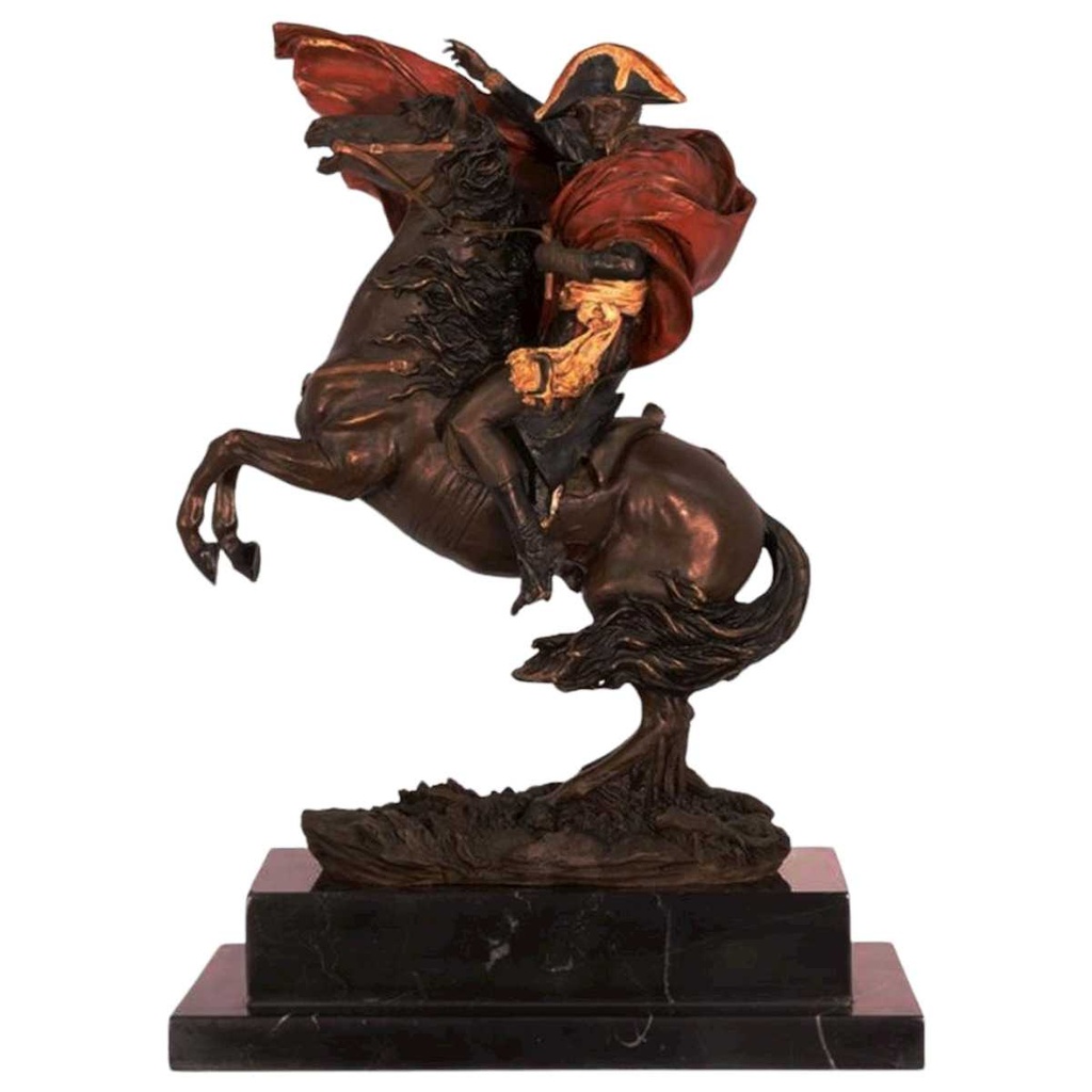 [LA-45952] Bronzeskulptur Bronzefigur Napoleon Überquert Die Alpen Bunt