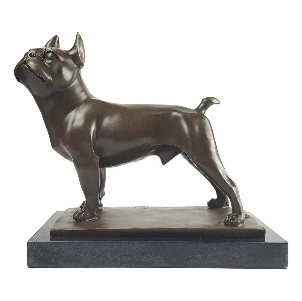 [LA-45960] Bronzeskulptur Bronzefigur Hund Französische Bulldogge Art-Deco-Stil