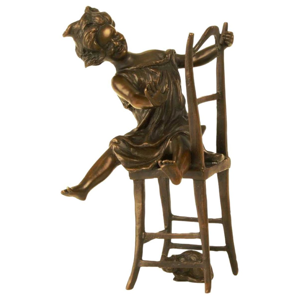 [LA-45970] Bronzeskulptur Bronzefigur Glückliche Katze