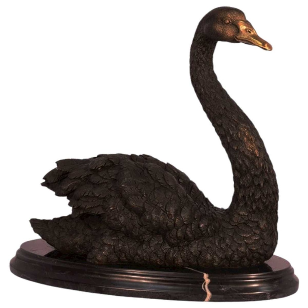 [LA-45974] Bronzeskulptur Bronzefigur Schwan
