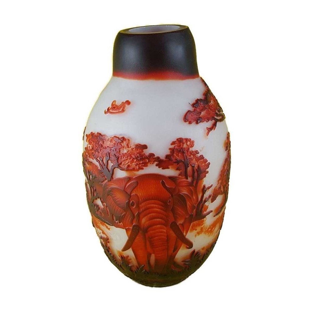 [LA-45982] Vase Kameeglas Baluster Afrikanischer Elefant