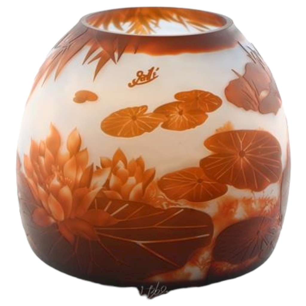 [LA-45987] Vase Kameeglas Seerosenteich