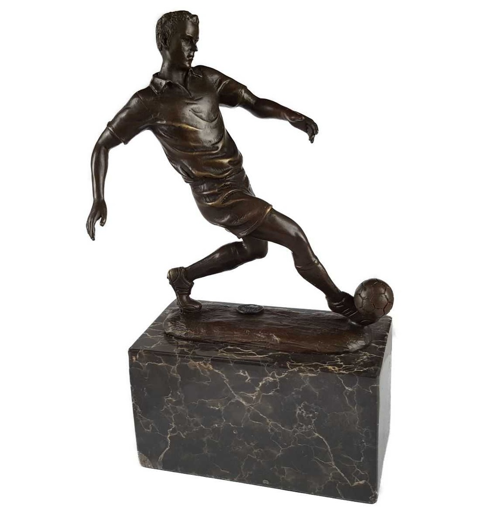 [LA-46072] Bronzeskulptur Bronzefigur Sport Mann Herr Fußballspieler