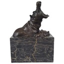 Bronzeskulptur Bronzefigur Zwei Badende Nilpferde Klassisch