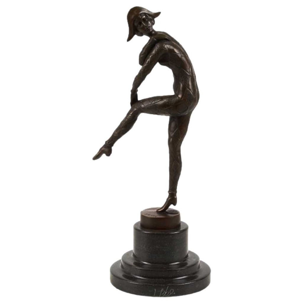 [LA-46179] Bronzeskulptur Bronzefigur Harlequinade