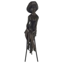 Bronzeskulptur Bronzefigur Frau auf Barstuhl Barhocker