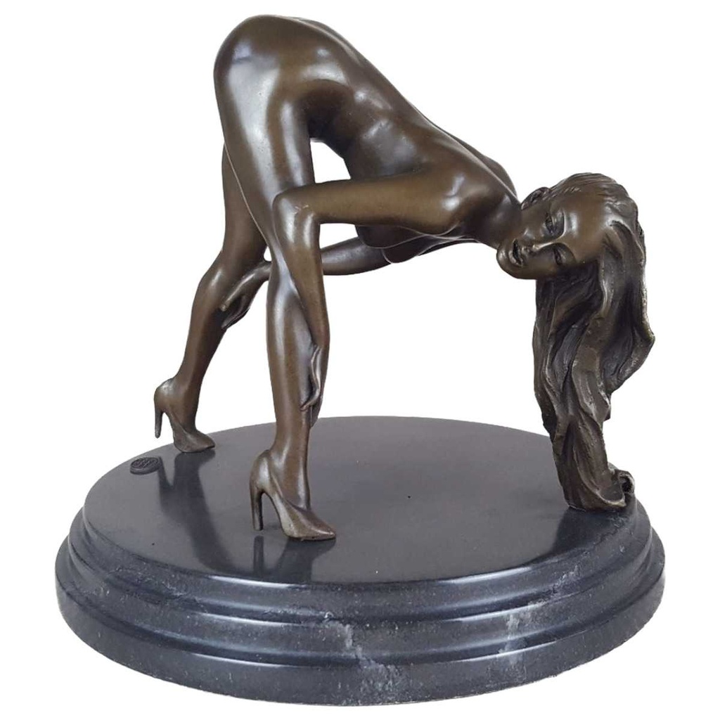 [LA-46227] Bronzeskulptur Bronzefigur Erotik Frau Bückt Sich Art-Deco-Stil