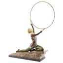 Bronzeskulptur Bronzefigur Kalt Bemalt Kniende Reifentänzerin Ecstasy